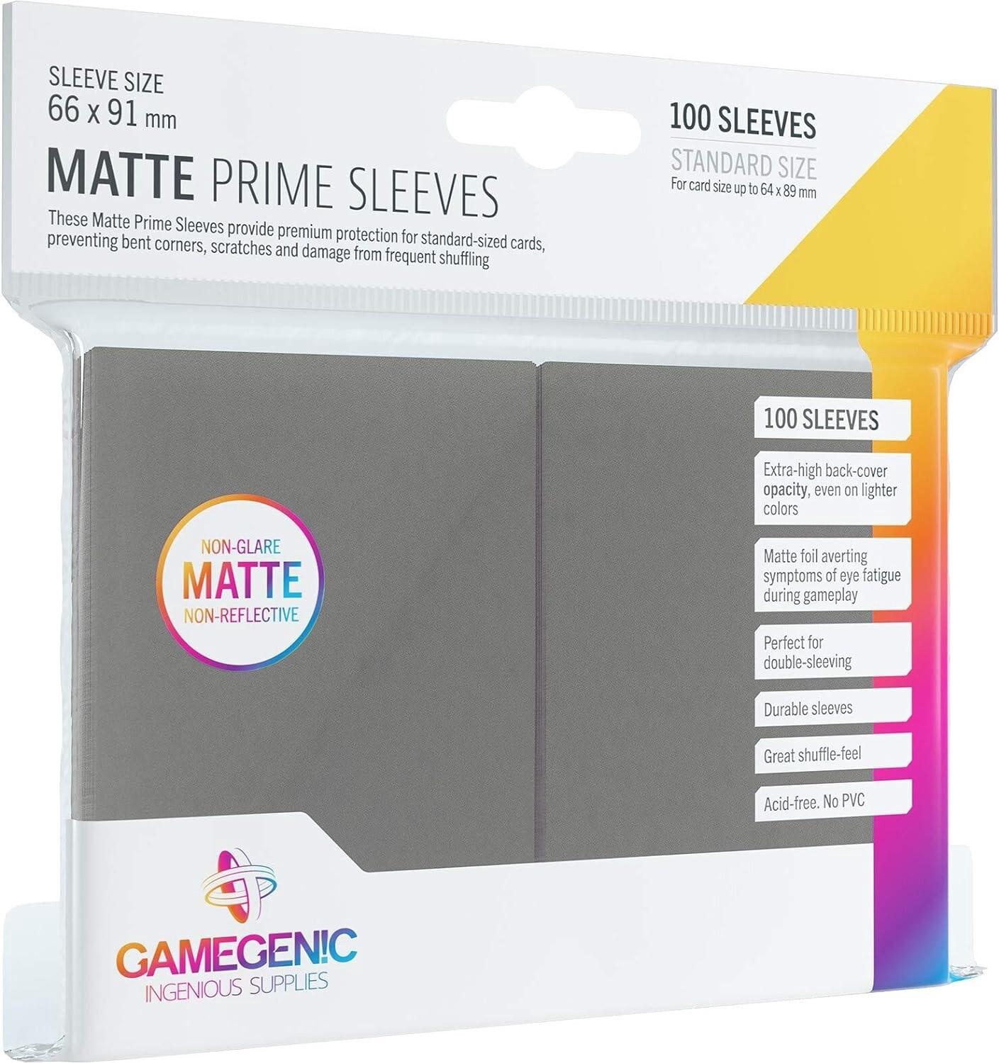 Gamegenic - Matte Prime Sleeves 66x91 - Dark gray (100)