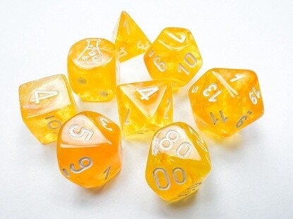 Chessex: Lab Dice - Borealis Canary/White Luminary 7-Die Set (with bonus die)