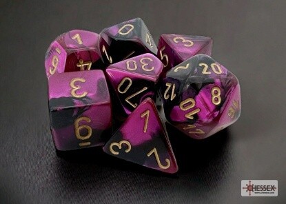 Chessex: Polyhedral 7-Dice Set - Gemini Black Purple/Gold (7)