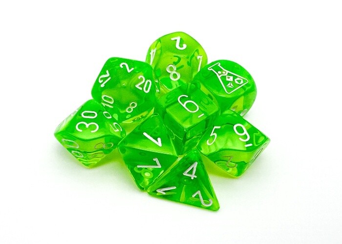 Chessex: Polyhedral 7-Dice Set - Translucent Green/White