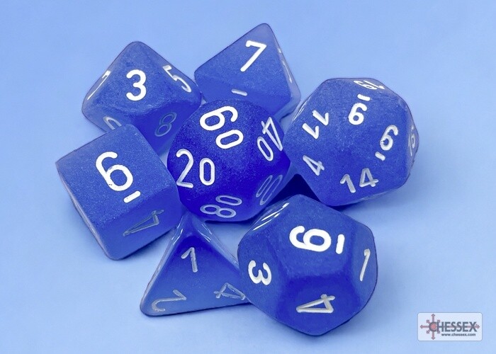 Chessex: Polyhedral 7-Dice Set - Frosted Blue/White Set