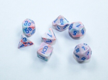Chessex: Mini-Polyhedral 7-Dice Set - Festive Pop Art /Blue