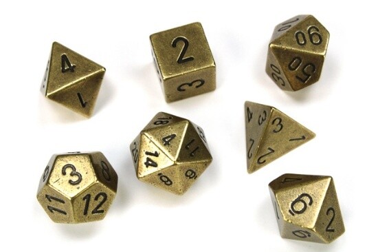 Chessex: Polyhedral 7-Dice Set - Metal Old Brass