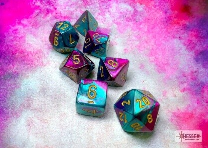 Chessex: Polyhedral 7-Dice Set - Gemini Purple Teal/Gold