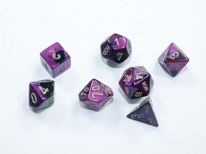 Chessex: Mini-Polyhedral 7-Dice Set - Gemini Black-Purple/Gold