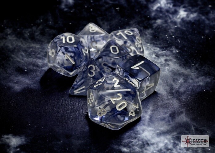 Chessex: Polyhedral 7-Dice Set - Nebula Black/White