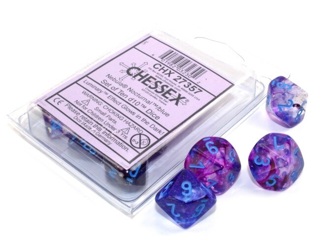 Chessex: d10s - Nebula Nocturnal/Blue 10-Dice Set