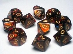Chessex: d10s Scarab Blue/Blood/Gold 10-Dice Set