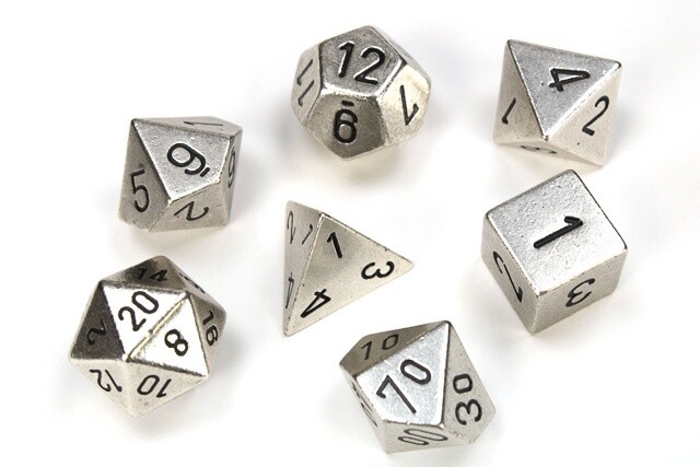 Chessex: Polyhedral 7-Dice Set - Metal Silver