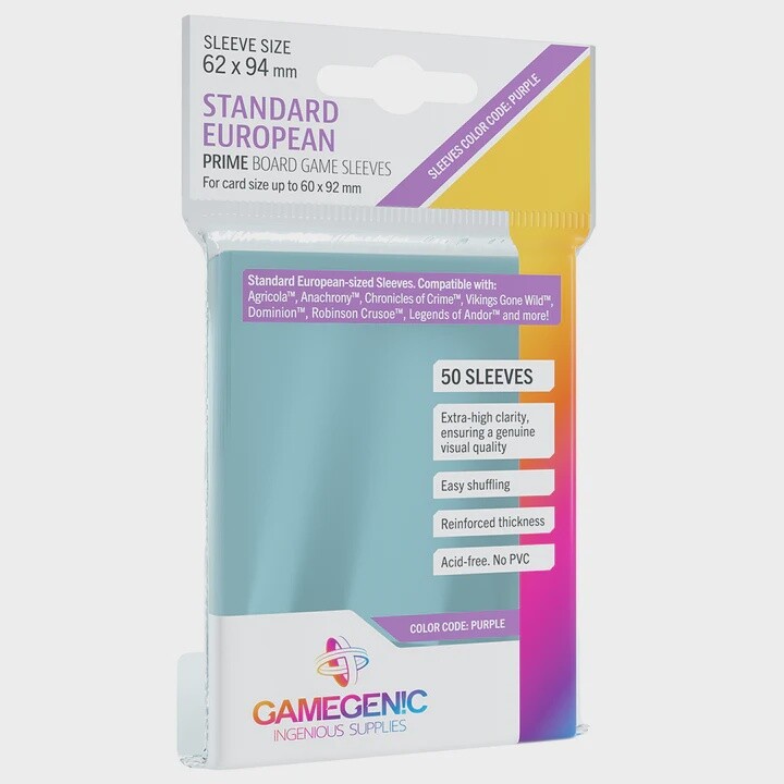 Gamegenic - Standard European Prime Board Game Sleeves 62x94 (50)