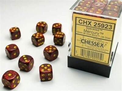 Chessex: 12mm d6 Dice Block (36 dice) - Speckled Mercury