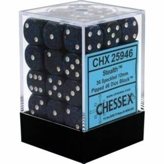 Chessex: 12mm d6 Dice Block (36 dice) - Speckled Stealth