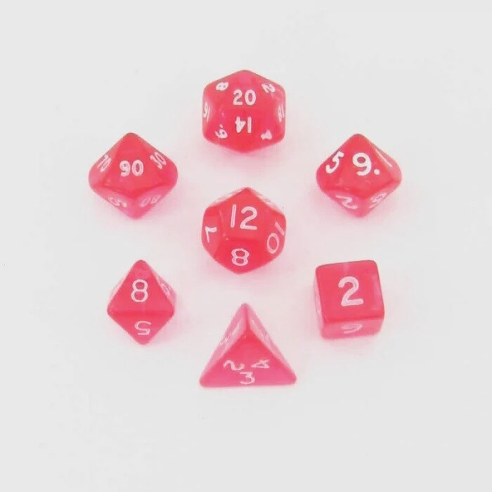Chessex: Polyhedral 7-Dice Set - Translucent Pink/white