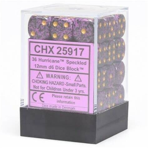 Chessex: 12mm d6 Dice Block (36 dice) - Speckled Hurricane
