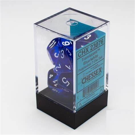 Chessex: Polyhedral 7-Dice Set - Translucent Blue/white