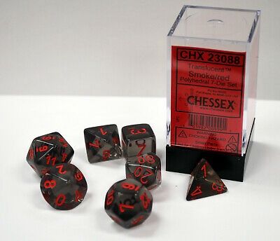 Chessex: Polyhedral 7-Dice Set - Translucent Smoke/Red