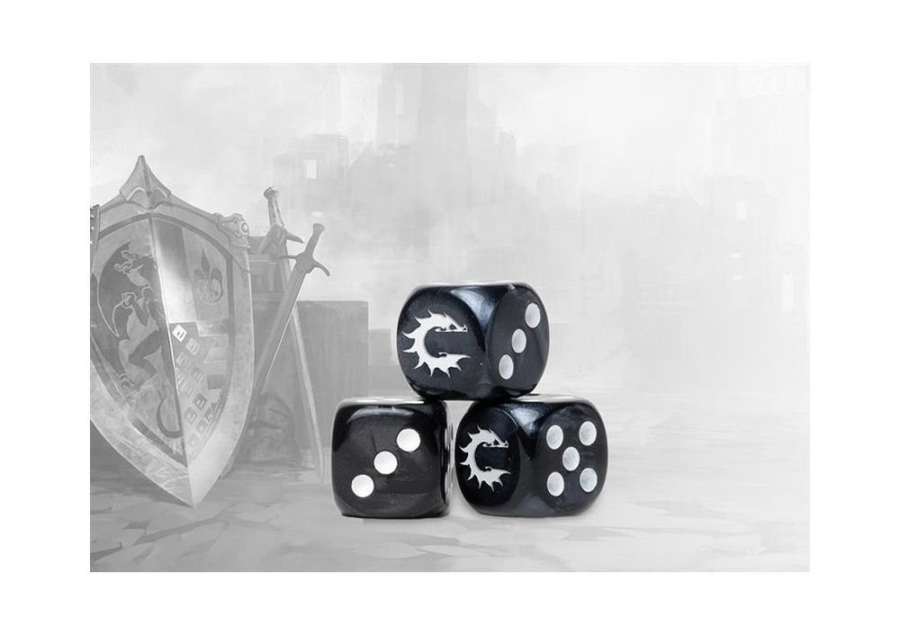 Conquest Logo on Dark Grey Marbled Dice - 24 per pack