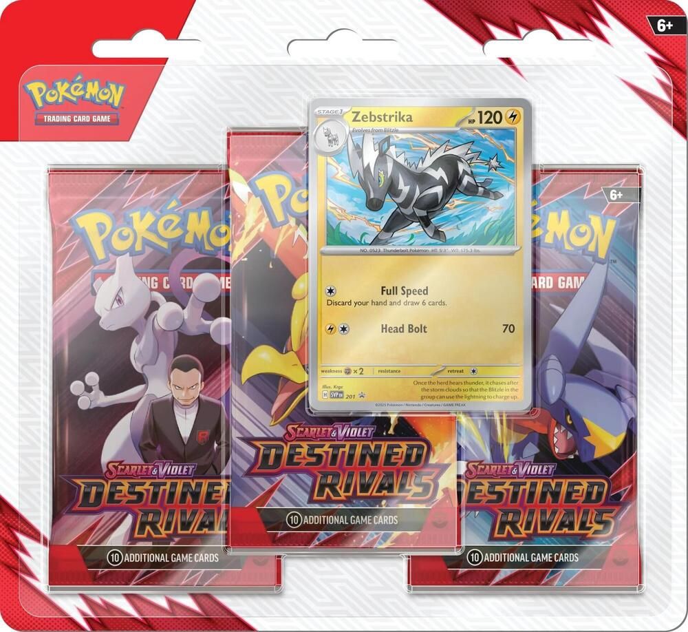 Pokemon: Destined Rivals 3 Pack Blister - Zebstrika