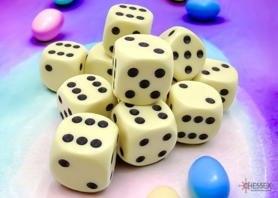 Chessex: 16mm d6 Dice Block (12 dice) - Opaque - Pastel Yellow/Black