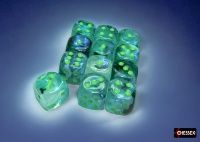 Chessex: 16mm d6 Dice Block (12 dice) - Borealis - Kelp/Light Green
