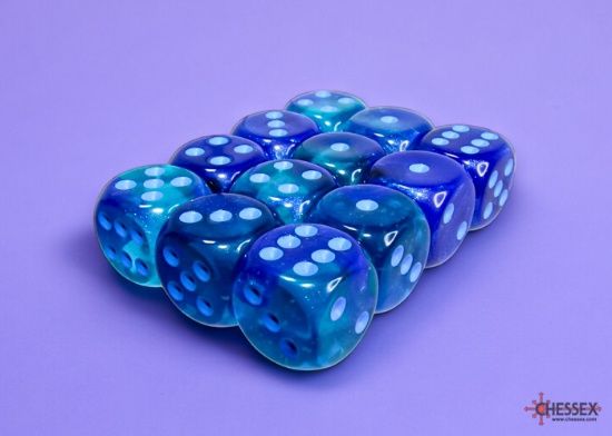 Chessex: 16mm d6 Dice Block (12 dice) - Gemini - Blue-Blue/Light Blue