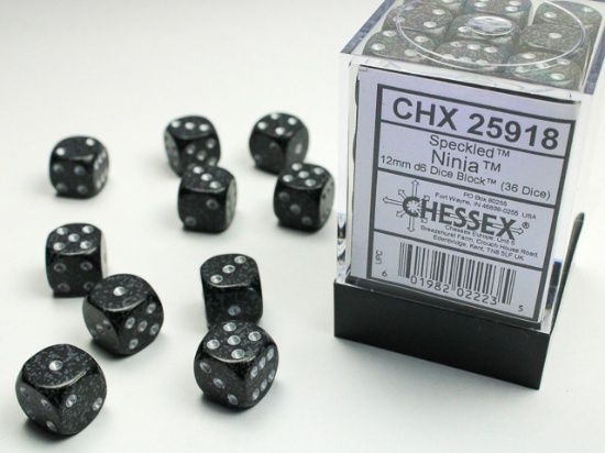 Chessex: 12mm d6 Dice Block (36 dice) - Speckled Ninja