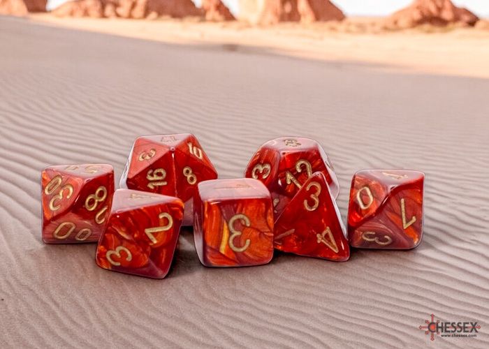 Chessex Mega-Hedral Scarab Scarlet/Gold 7-Die Set