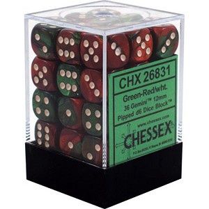 Chessex: 12mm d6 Dice Block (36 dice) -Festive - Dahlia/White