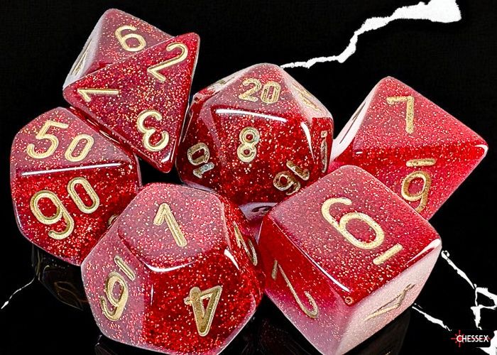 Chessex Mega-Hedral Glitter Ruby/Gold 7-Die Set