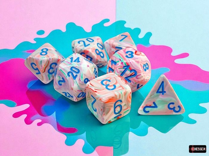 Chessex Mega-Hedral Festive Pop Art/Blue 7-Die Set