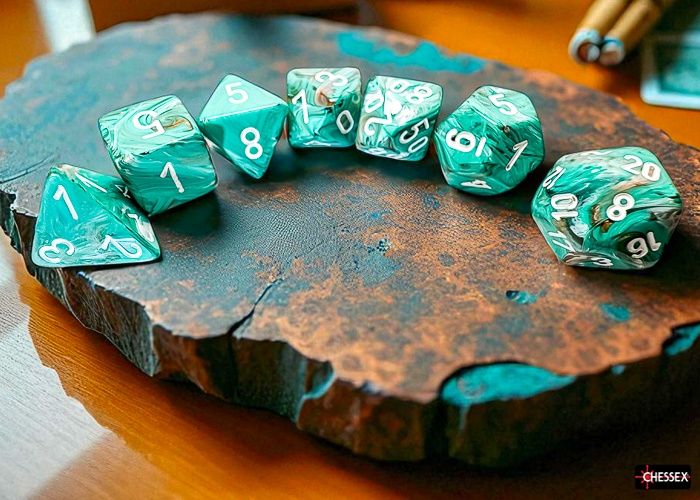 Chessex Mega-Hedral Marble Oxi-Copper/White 7-Die Set