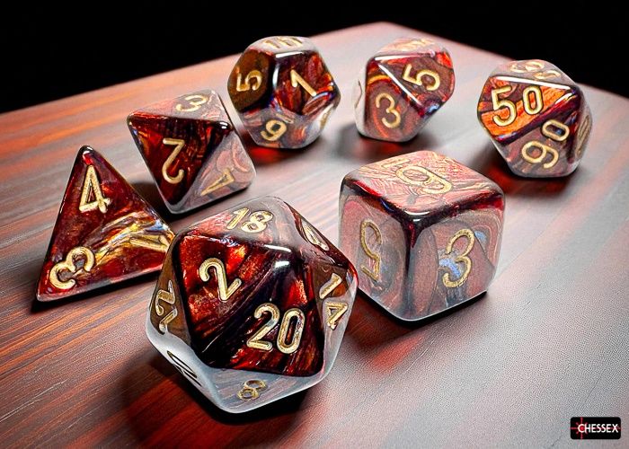 Chessex Mega-Hedral Scarab Blue Blood/Gold 7-Die Set