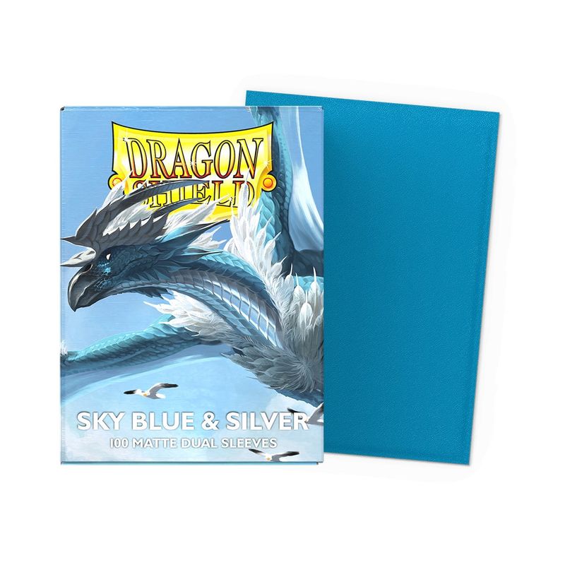 Dragon Shield Sleeves: Standard Matte Dual - Sky Blue &amp; Silver 100CT