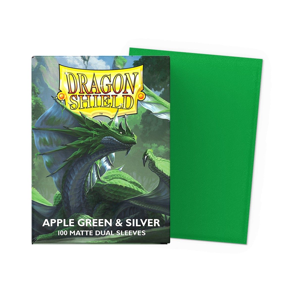 Dragon Shield Sleeves: Standard Matte Dual - Apple Green &amp; Silver 100CT