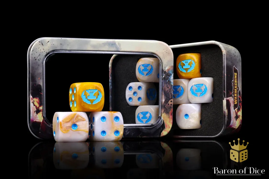 Baron of Dice: Warmachine Cygnar Storm Forge Official Dice Set