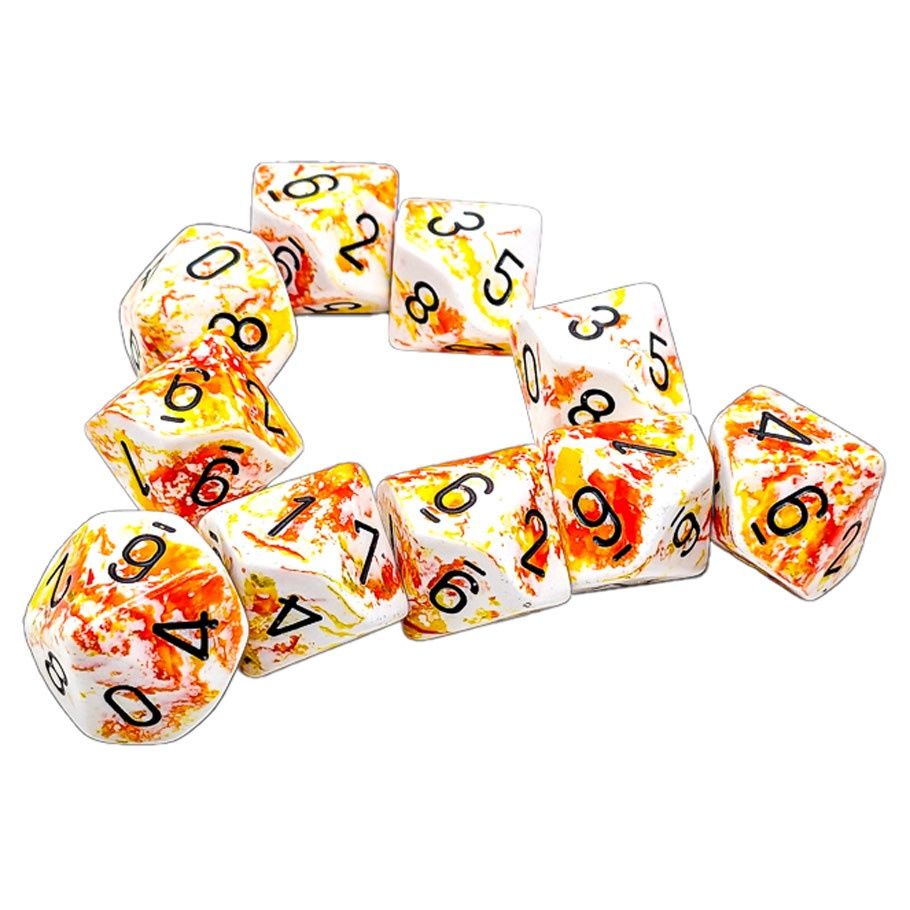 Chessex Brush Dice Sunrise Set of 10 D10s