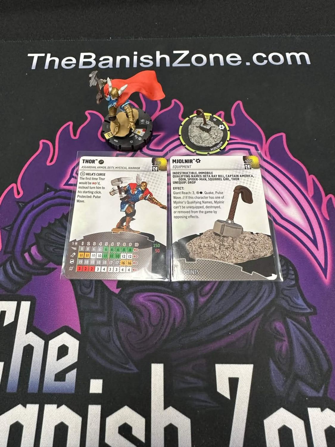 Marvel Heroclix THOR 030 &amp; MJOLNIR s001 - SUPER RARE Collector's Trove Set