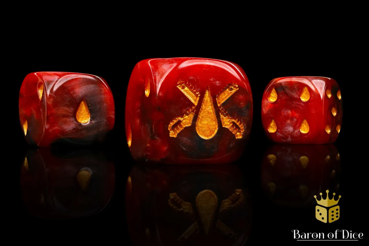 Baron of Dice | Chain Blades Dice - Blood Red  Round (25)