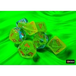 Chessex Gemini Plasma Green-Teal/Orange 7-Die Set