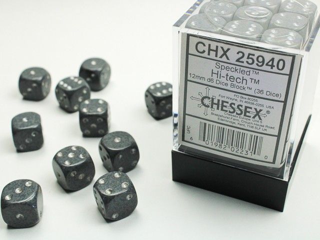 Chessex: 12mm d6 Dice Block (36 dice) - Speckled Hi-Tech