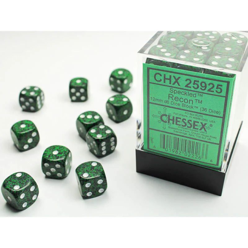 Chessex: 12mm d6 Dice Block (36 dice) - Speckled Recon