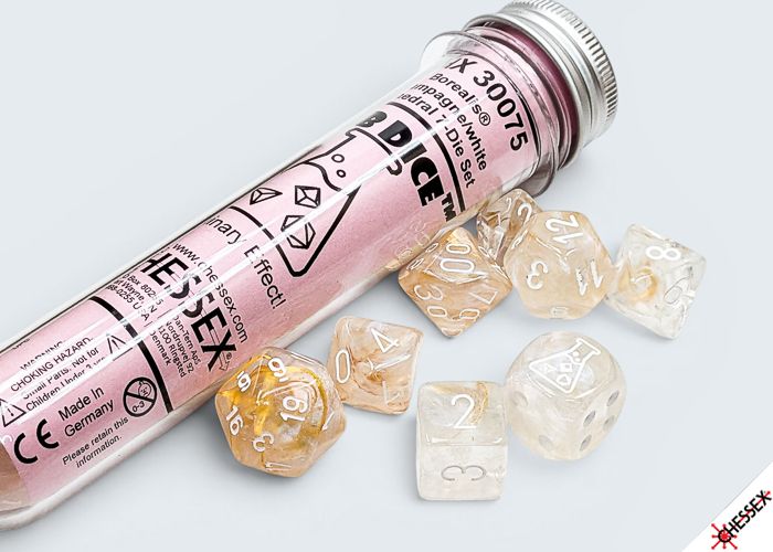 Chessex: Lab Dice - Borealis Champagne/White