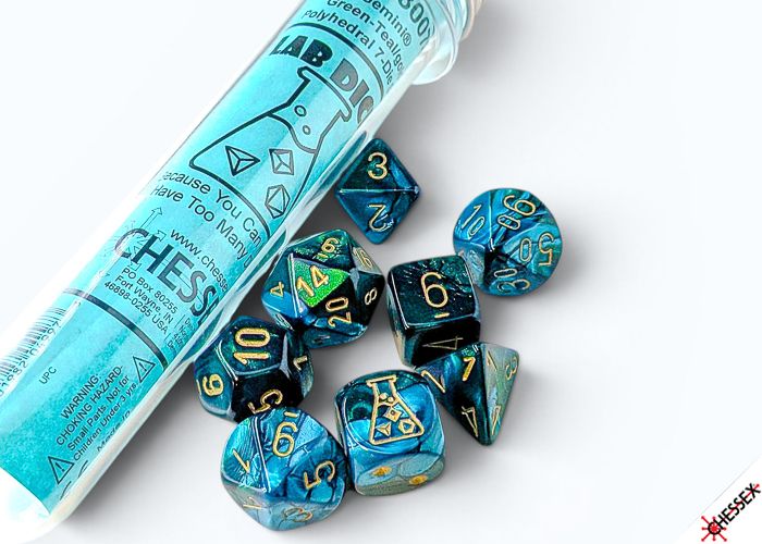 Chessex: Lab Dice - Gemini Green-Teal/Gold