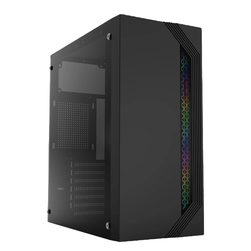Gabinete Acteck Viken GM434 con Ventana RGB, Midi-Tower, ATX/Micro-ATX/Mini-ATX, USB 2.0, con Fuente de 500W, sin Ventiladores Instalados, Negro