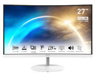 Monitor Curvo MSI Pro MP271CW LED 27&quot;, Full HD, 75Hz, HDMI, Bocinas Integradas (2 x 2W), Blanco