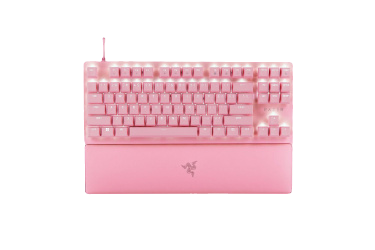 Teclado Gamer Razer Huntsman V2 TKL RGB, Teclado Mecánico, Linear Optical Red, Alámbrico, Rosa (Inglés)
