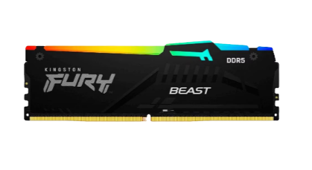 Kit Memoria RAM Kingston FURY Beast RGB DDR5, 5200MHz, 64GB (2 x 32GB), Non-ECC, CL40, XMP