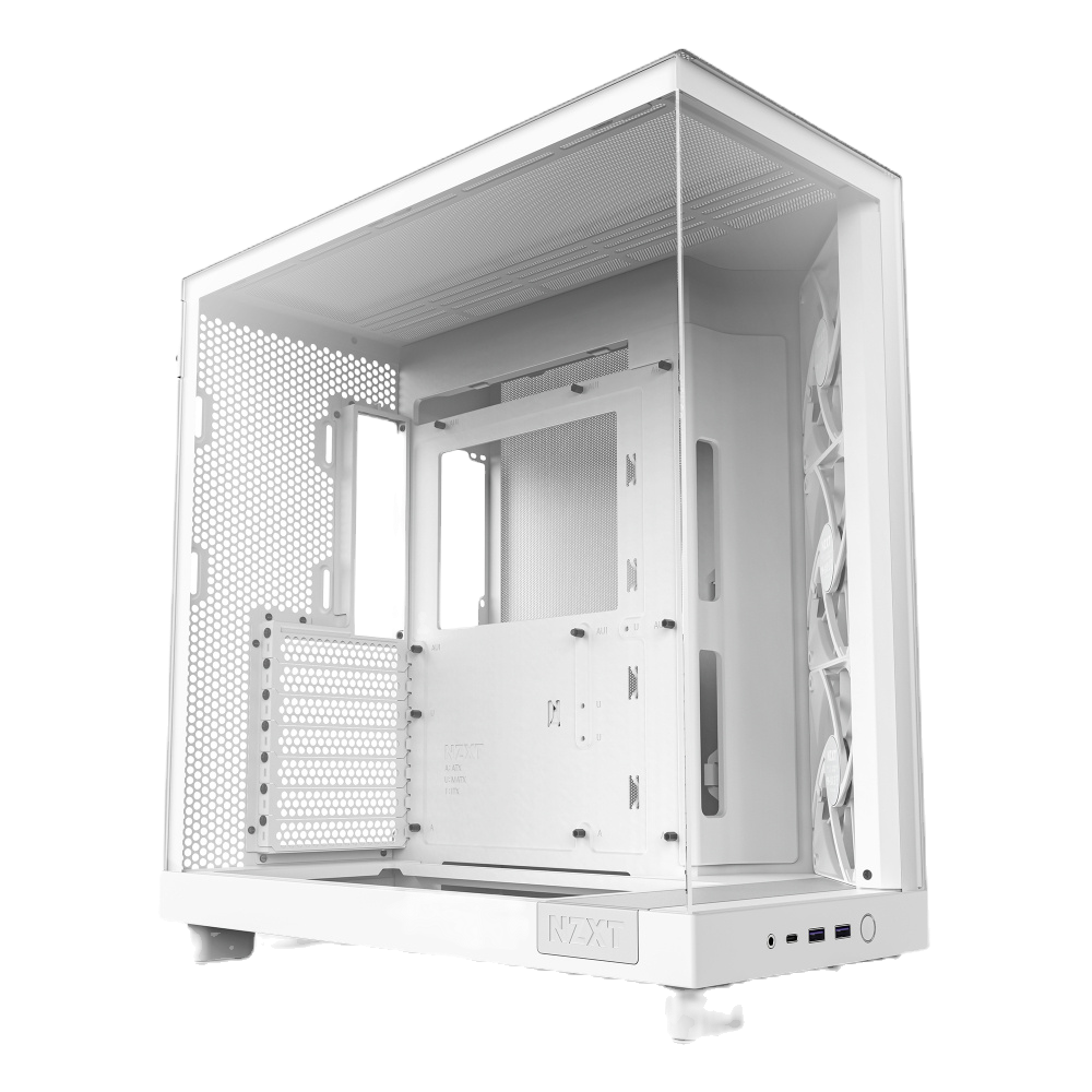 Gabinete NZXT H6 Flow con Ventana, Midi-Tower, ATX/Micro-ATX/Mini-ITX, USB 3.2, sin Fuente, 3 Ventiladores Instalados, Blanco