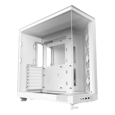 Gabinete NZXT H6 Flow con Ventana, Midi-Tower, ATX/Micro-ATX/Mini-ITX, USB 3.2, sin Fuente, 3 Ventiladores Instalados, Blanco