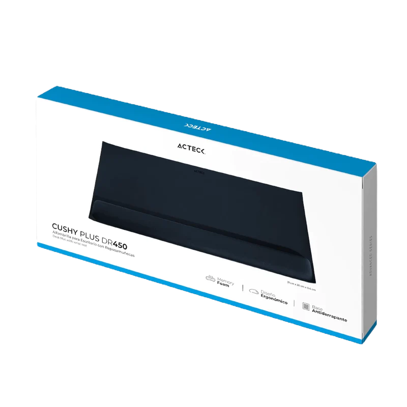 Mousepad Acteck con Descansa Muñecas Cushy Plus DR450, 66.5x31cm, Grosor 65mm, Negro